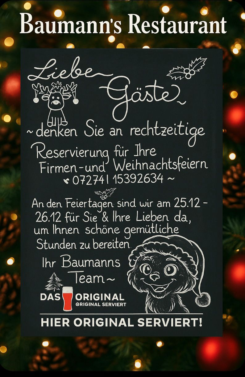 Restaurant Baumanns Ankündigung